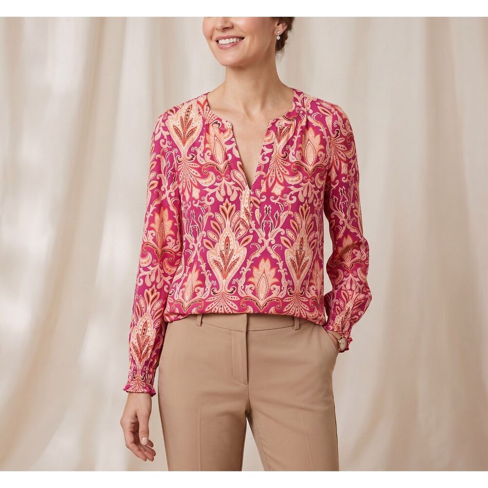 New LOFT Paisley long sleeve blouse size XS